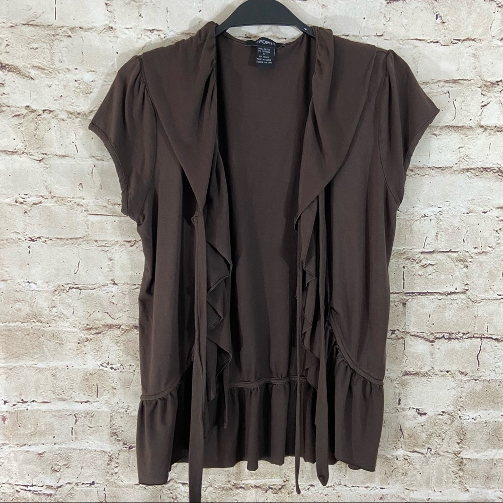 Brown Arden B short sleeve open knit cardigan M